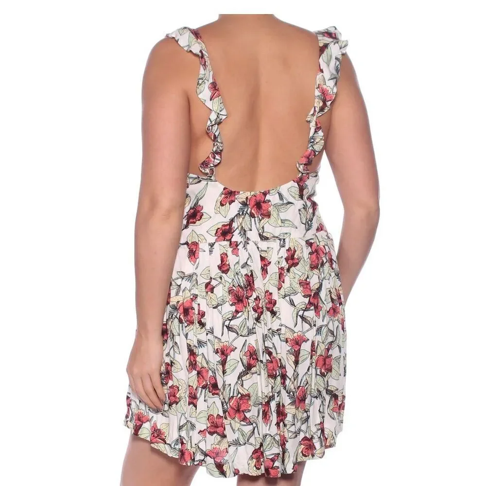 Free People Dear You Floral Mini Dress White Sleeveless‎ Fit & Flare Size M